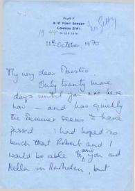 Carta dirigida a Arthur Rubinstein. Londres (Inglaterra), 11-10-1970
