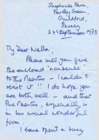 Carta dirigida a Aniela Rubinstein. Guildford, Surrey (Inglaterra), 24-09-1973