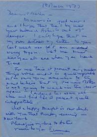 Carta dirigida a Aniela Rubinstein. Liss (Francia), 01-03-1977