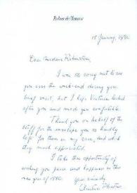 Carta dirigida a Aniela Rubinstein. Montecarlo, Mónaco (Francia), 15-01-1980