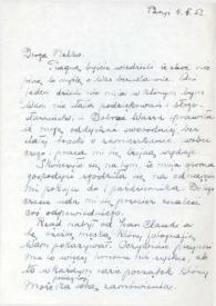 Carta dirigida a Aniela Rubinstein. París (Francia), 04-05-1952