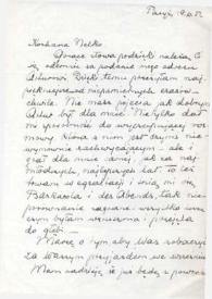 Carta dirigida a Aniela Rubinstein. París (Francia), 19-06-1952