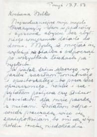 Carta dirigida a Aniela Rubinstein. París (Francia), 13-07-1953