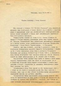 Carta dirigida a Arthur Rubinstein. Varsovia (Polonia), 31-05-1978