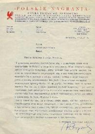 Carta dirigida a Arthur Rubinstein. Varsovia (Polonia), 17-10-1979