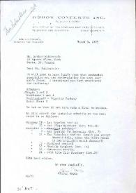 Carta dirigida a Arthur Rubinstein. Nueva York, 03-03-1975