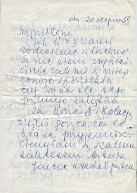 Carta dirigida a Aniela Rubinstein. París (Francia), 20-08-1959