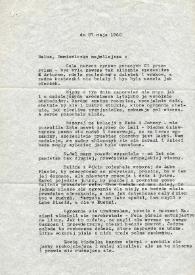 Carta dirigida a Aniela Rubinstein, 27-05-1960