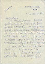 Carta dirigida a Aniela Rubinstein. Londres (Inglaterra), 16-10-1970