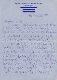 Carta dirigida a Aniela Rubinstein, 07-11-1971