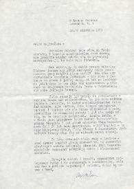 Carta dirigida a Aniela Rubinstein. Londres (Inglaterra), 06-09-1973