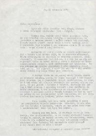 Carta dirigida a Aniela Rubinstein. Londres (Inglaterra), 21-09-1973