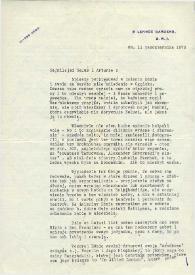Carta dirigida a Aniela y Arthur Rubinstein. Londres (Inglaterra), 11-10-1973