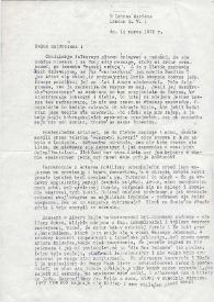 Carta dirigida a Aniela Rubinstein. Londres (Inglaterra), 14-03-1975