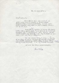 Carta dirigida a Aniela Rubinstein. Londres (Inglaterra), 21-05-1975