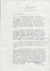Carta dirigida a Aniela Rubinstein. Londres (Inglaterra), 18-12-1977