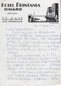 Carta dirigida a Aniela Rubinstein. Dinard (Francia), 16-07-1978
