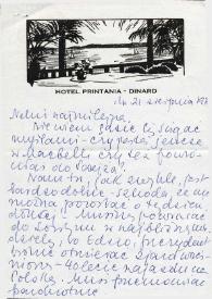 Carta dirigida a Aniela Rubinstein. Dinard (Francia), 21-08-1979