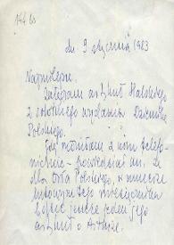 Carta dirigida a Aniela Rubinstein. Londres (Inglaterra), 09-01-1983