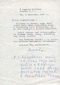 Carta dirigida a Aniela Rubinstein. Londres (Inglaterra), 02-04-1984