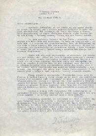 Carta dirigida a Aniela Rubinstein. Londres (Inglaterra), 11-05-1984