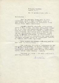 Carta dirigida a Aniela Rubinstein. Londres (Inglaterra), 13-10-1985