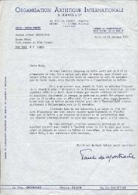 Carta dirigida a Aniela Rubinstein. París (Francia), 12-01-1971