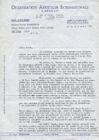 Carta dirigida a Aniela Rubinstein. París (Francia), 06-04-1971