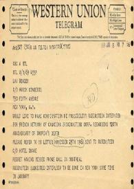 Telegrama dirigido a Lou Bender. Nueva York, 08-01-1969