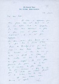 Carta dirigida a Aniela Rubinstein. Ginebra (Suiza), 16-01-1978
