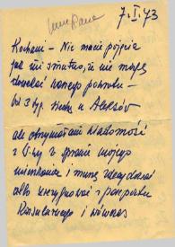 Carta dirigida a Aniela Rubinstein, 07-01-1973