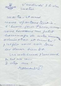 Carta dirigida a Arthur Rubinstein. Cracovia (Polonia)
