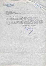 Carta dirigida a Aniela Rubinstein. Marbella, Málaga (España), 23-11-1981