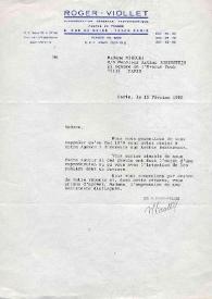 Carta dirigida a Arthur Rubinstein y a Madame Mihoubi. París (Francia)