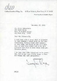 Carta dirigida a Arthur Rubinstein. Nueva York, 17-12-1968