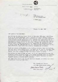 Carta dirigida a Aniela Rubinstein. Boswil (Alemania), 10-03-1987