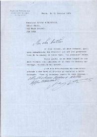 Carta dirigida a Arthur Rubinstein. París (Francia), 31-01-1974