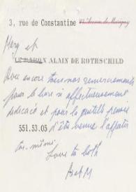 Tarjeta dirigida a Arthur Rubinstein. París (Francia)