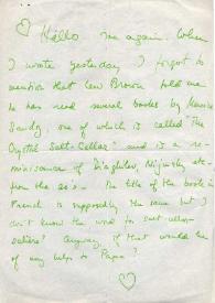 Carta dirigida a Aniela y Arthur Rubinstein. Nueva York (Estados Unidos), 04-10-1971
