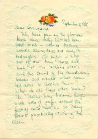 Carta dirigida a Aniela Rubinstein. Long Island, Nueva York (Estados Unidos), 02-09-1981