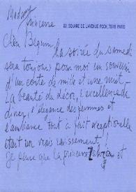 Carta dirigida a Bergum Khain. París (Francia)