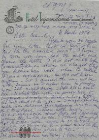 Carta a  Kathryn Cardwell. Bogota (Colombia), 08-03-1958