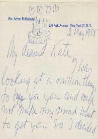 Carta a Kathryn Cardwell. Nueva York (Estados Unidos), 02-05-1958