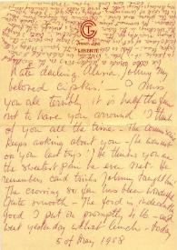 Carta a Kathryn Cardwell, John y Alina Rubinstein. Liberté, French Line (crucero), 05-05-1958