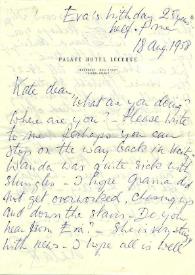 Carta a  Kathryn Cardwell. Lucerne (Suiza), 18-08-1958