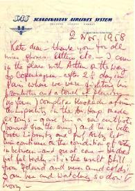 Carta a  Kathryn Cardwell. Copenhague (Dinamarca), 02-11-1958