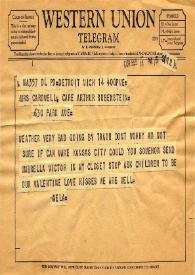 Telegrama dirigido a Kathryn Cardwell. Detroit, Michigan (Estados Unidos), 14-02-1959