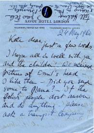 Carta a  Kathryn Cardwell. Londres (Inglaterra), 24-05-1960
