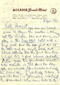 Carta a Kathryn Cardwell. Tel Aviv (Israel), 08, 13-09-1961