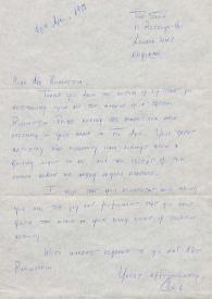 Carta dirigida a Arthur Rubinstein. Londres (Inglaterra), 30-04-1977